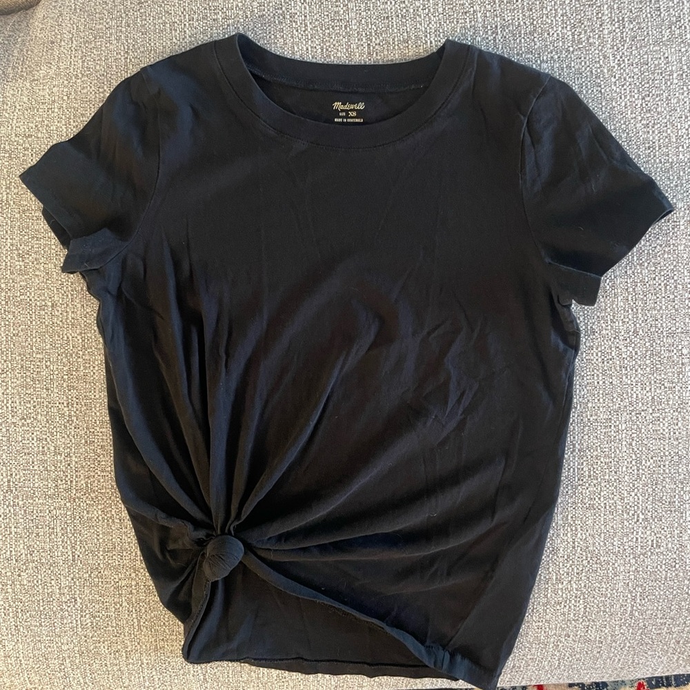 Madewell Womens Black Short Sleeve cotton Knot Tee shirt size XS